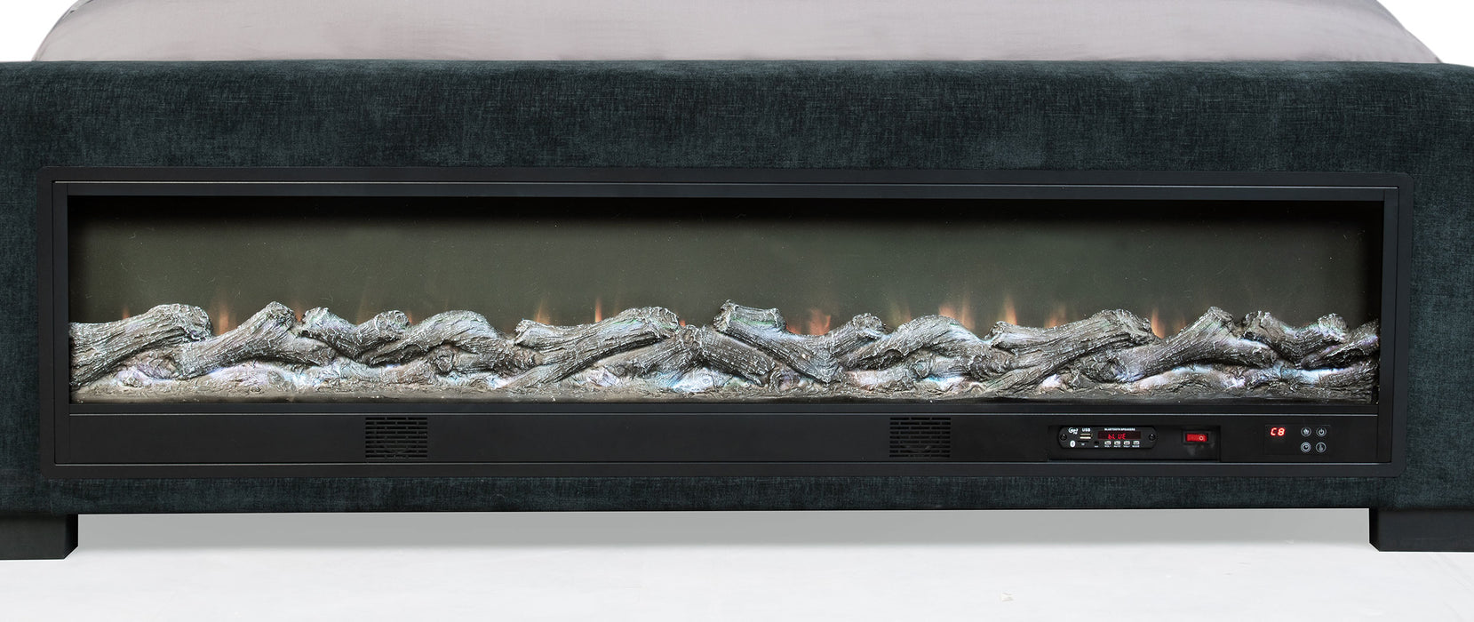 Preston Wingback Bed with Flame Visualizer and Bluetooth Speaker