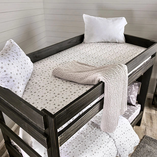 Arlette Twin/Twin Bunk Bed Brown, Black, Gray, & White