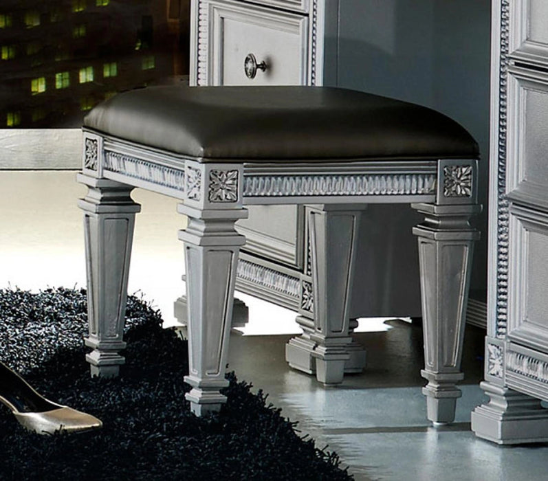 Bevelle Vanity Stool in Silver 1958-14