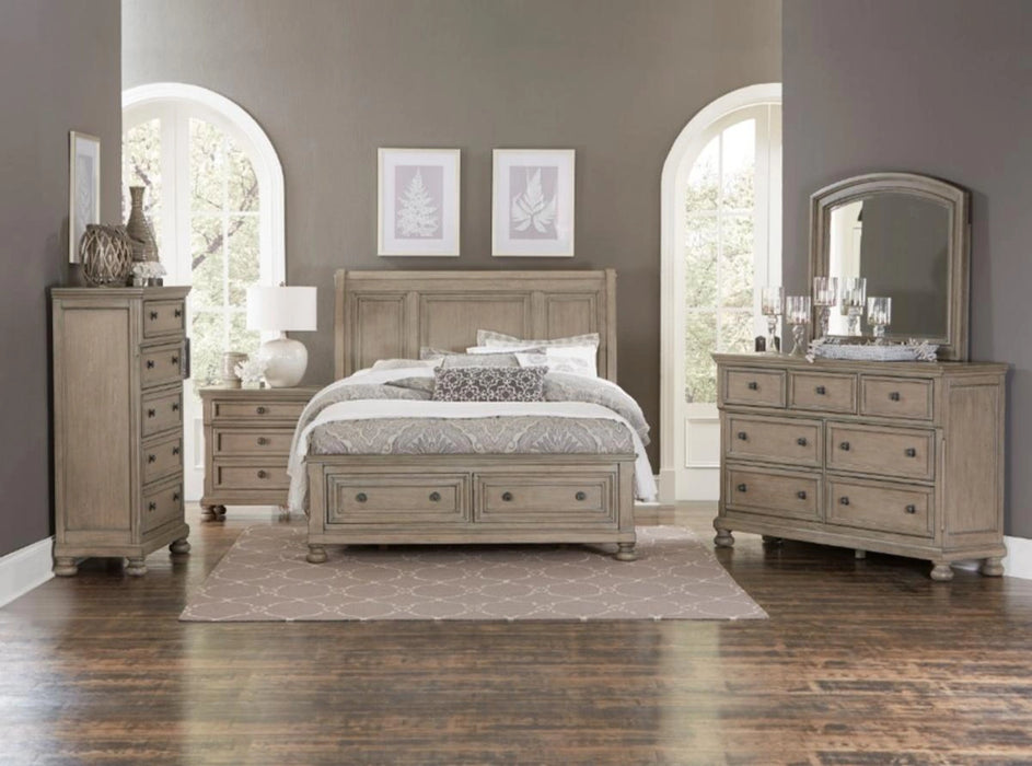 Bethel Queen Sleigh Platform Bed with Footboard Storage in Gray 2259GY-1*