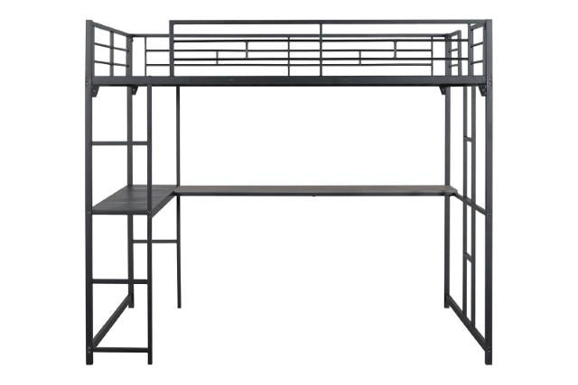 Cybill Full Loft Bed White, Silver, & Black