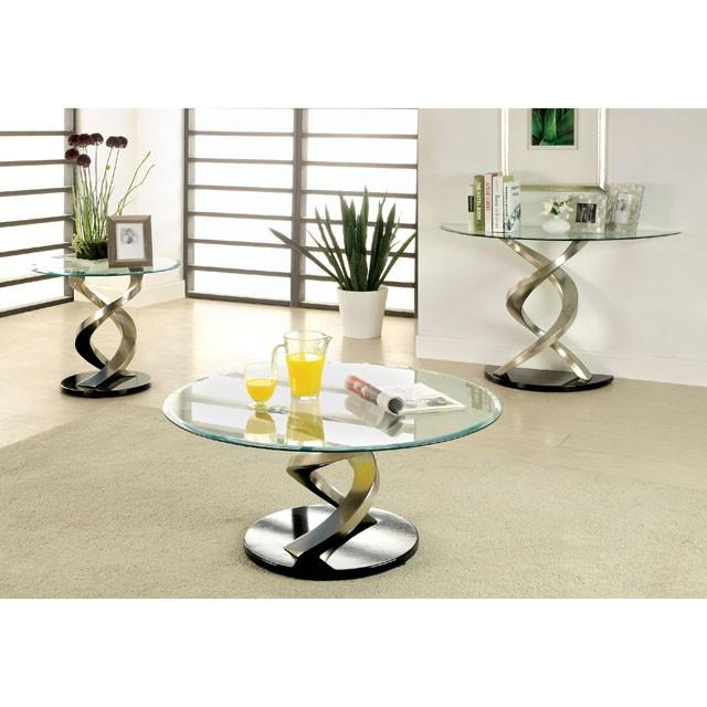 NOVA Satin Plated/Black Coffee Table