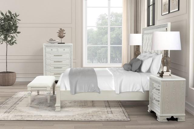 Stella Mia 4 Pc 5 Pc Queen Bedroom Set White & White