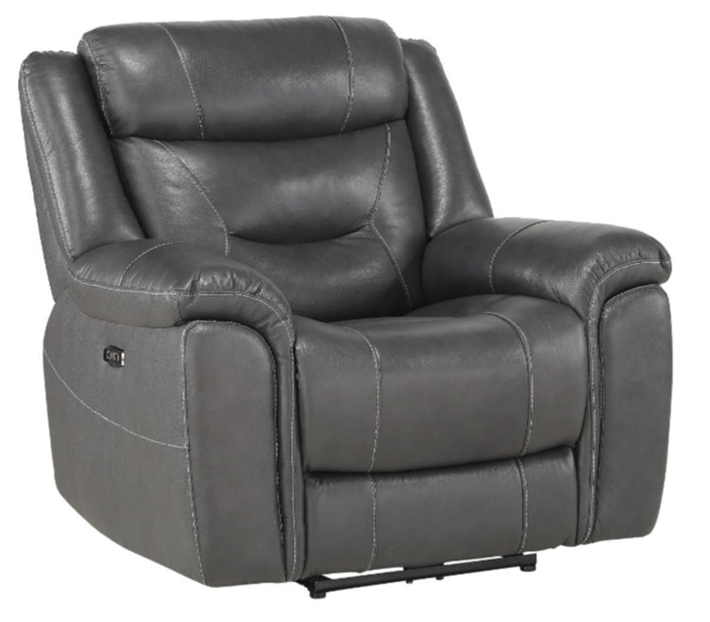 Homelegance Furniture Danio Power Double Reclining Chair with Power Headrests in Dark Gray 9528DGY-1PWH