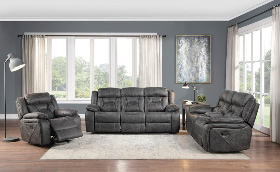 Homelegance Furniture Madrona Hill Double Reclining Sofa in Gray 9989GY-3