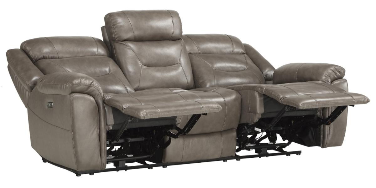 Danio Power Double Reclining Sofa with Power Headrests in Brownish Gray 9528BRG-3PWH