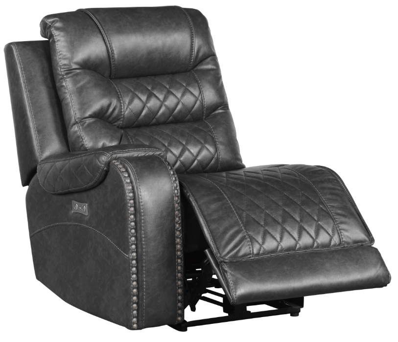 Putnam Power Left Side Reclining Chair with USB Port in Gray 9405GY-LRPW