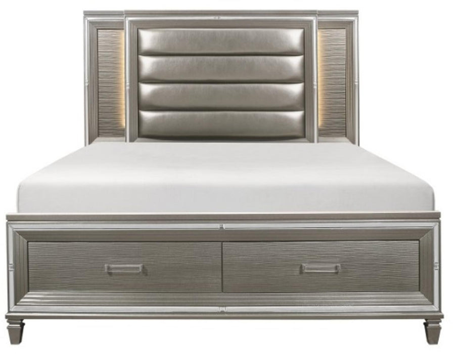 Tamsin Queen Upholstered Storage Bed in Silver Grey Metallic 1616-1*