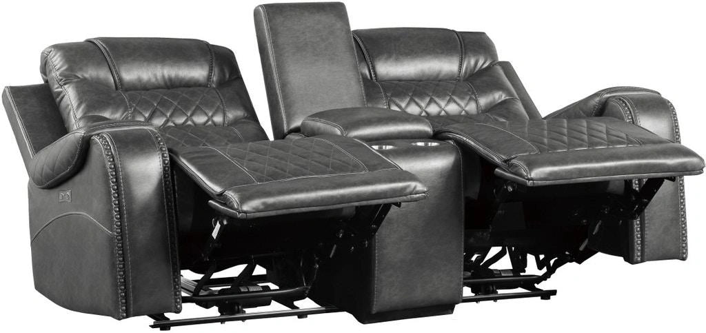 Putnam Power Double Reclining Loveseat in Gray 9405GY-2PW
