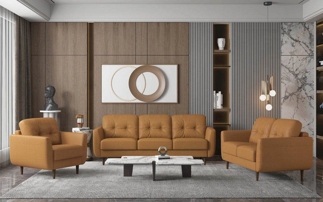 Radwan Camel Leather Sofa