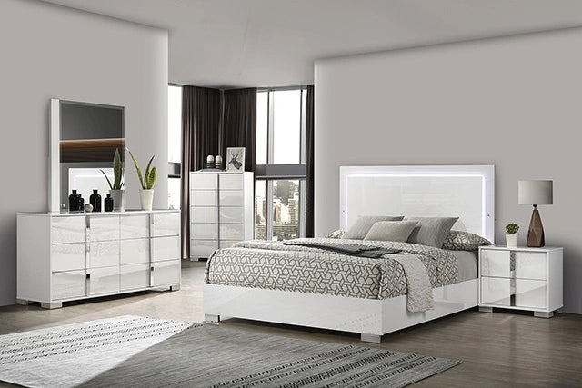 Sinistra E.King & Queen Bed White, Black & Beige