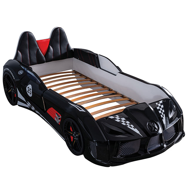 Trackster Bed White, Red,, Black, & Blue